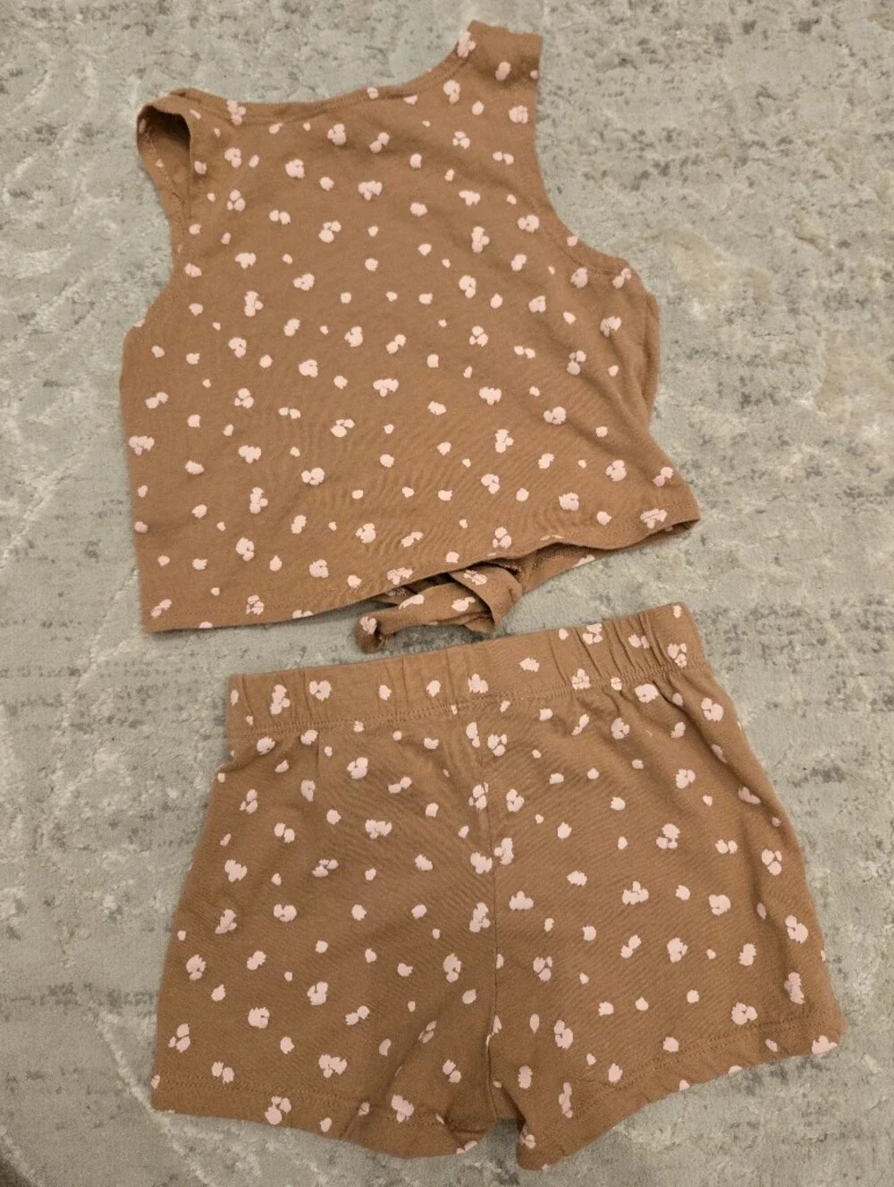 H&M Brown Pink Patterned Tank Top & Shorts 2pc Set